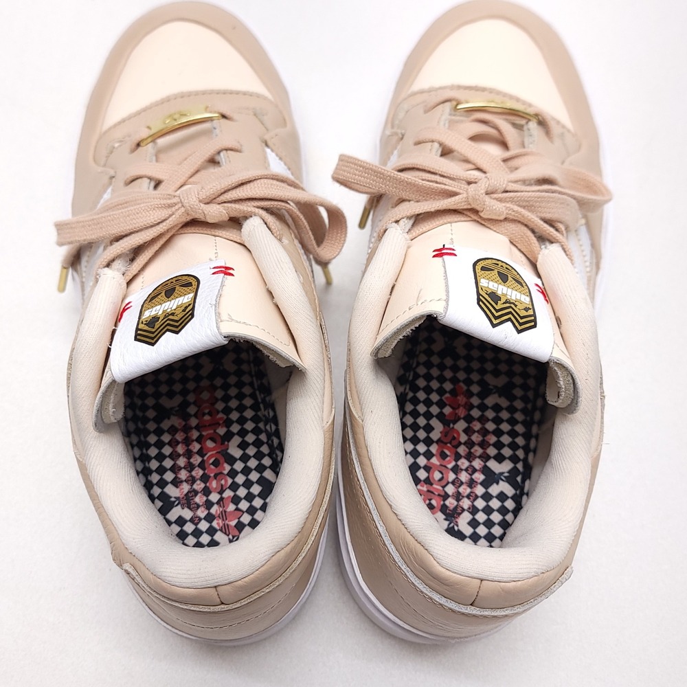 Adidas‎ Forum Bonega Tan Cream White Platform Leather Sneakers Womens 10 - Picture 5 of 10